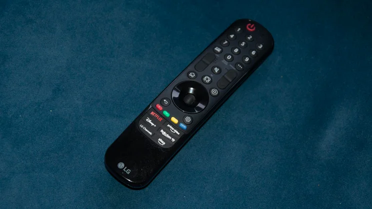 The LG remote control included with the LG C6 OLED TV