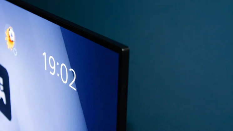 A close-up of the top-right corner of the LG C6 OLED TV's panel
