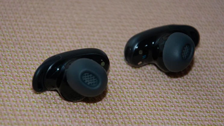The eartips of the Soundcore Liberty 5 Pro Max wireless earbuds