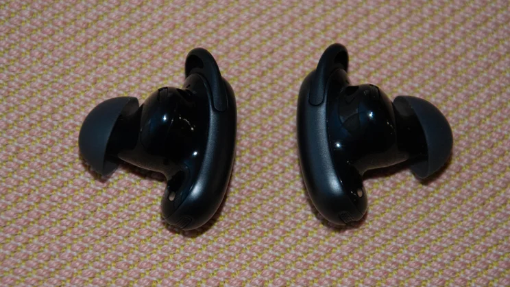 The Soundcore Liberty 5 Pro Max wireless earbuds with their eartips facing outwards