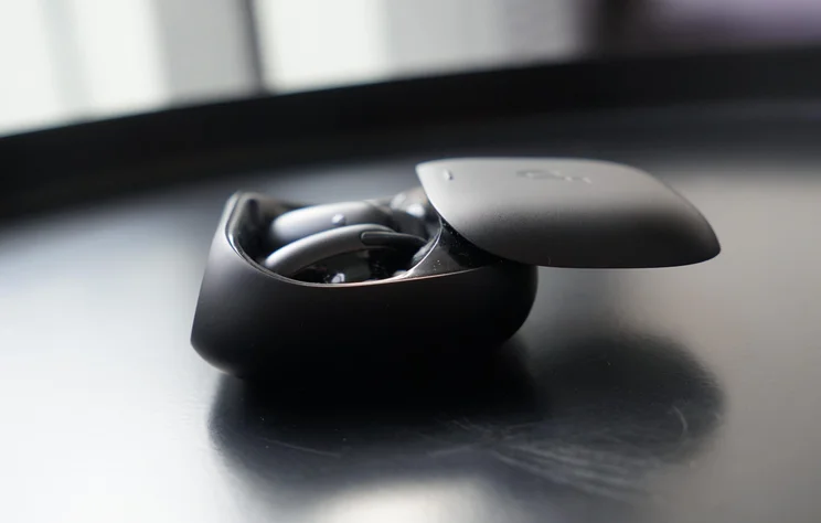 Side view of the Soundcore Liberty 5 Pro true wireless earbuds charging case