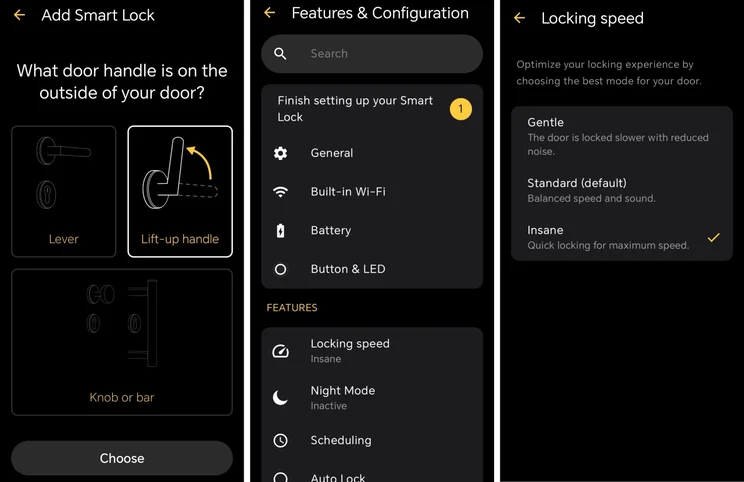 3x screenshots Nuki of the smart lock app