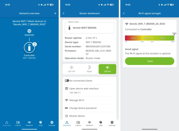 Devolo BE6500 - 3x Android screenshots