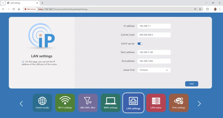 Devolo BE6500 - web - LAN settings