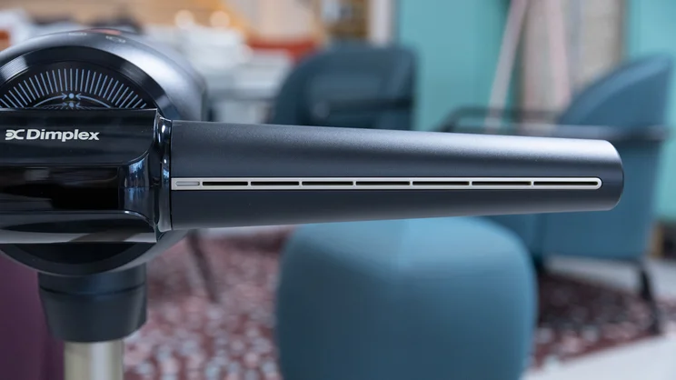 A closeup of the Dimplex Flexblade tower fan's "wing"