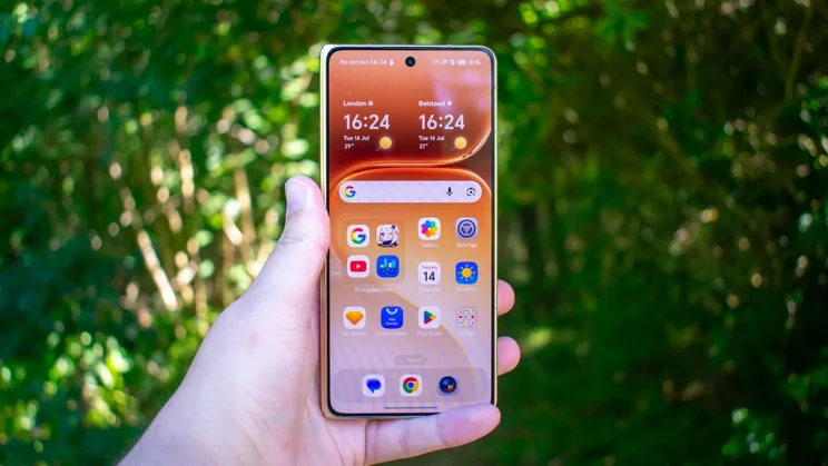 Honor Magic V6 folded in hand, front view