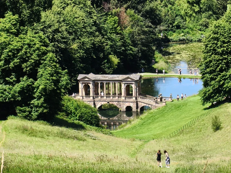 10x zoom of an old bridge surrounded by hills