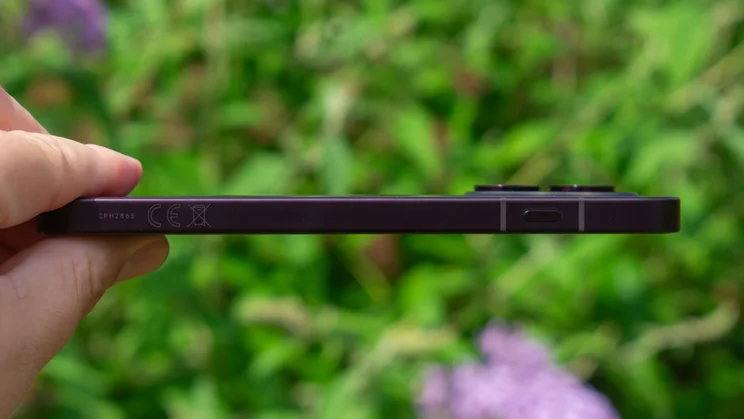 Oppo Reno 16 side view, face down