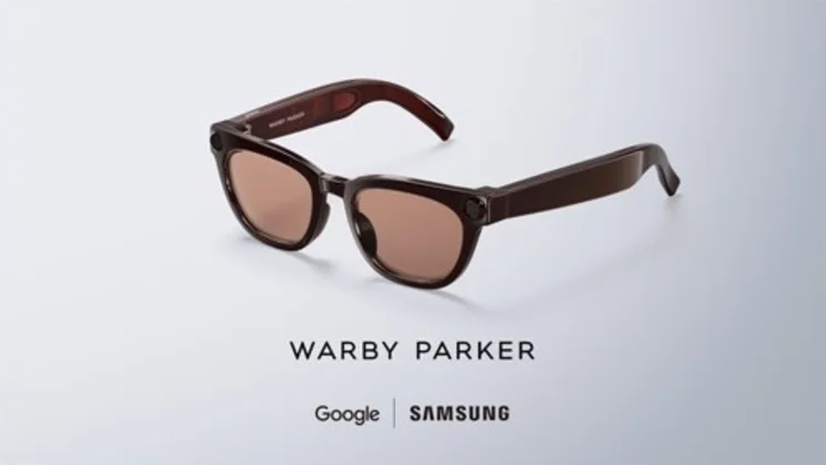 Warby Parker Samsung Galaxy Glasses on a grey background