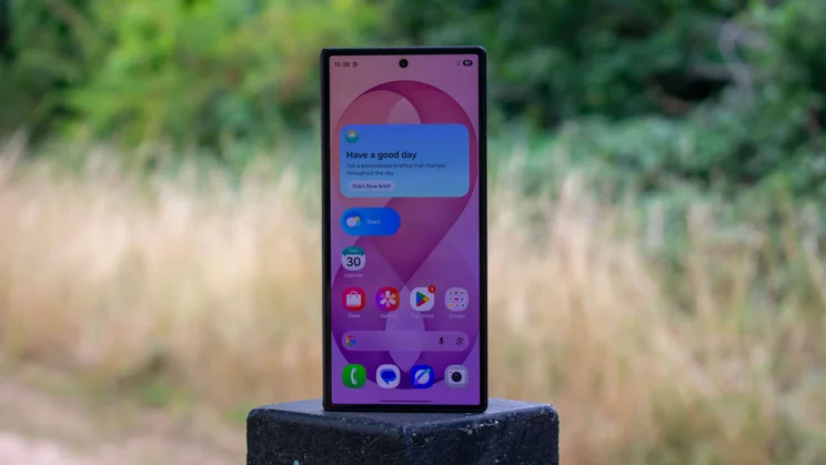 Samsung Galaxy Z Fold 8 Ultra folded, front view