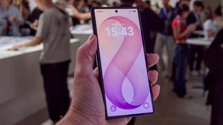 Samsung Galaxy Z Fold 8 Ultra in hand, front view