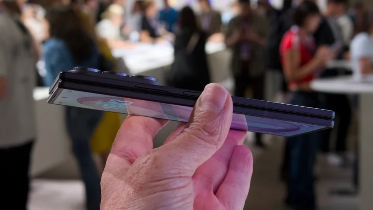 Samsung Galaxy Z Fold 8 Ultra in hand, face down