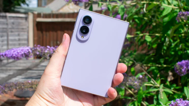 Samsung Galaxy Z Fold 8 in hand, rear view