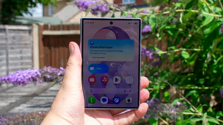Samsung Galaxy Z Fold 8 in hand, front view