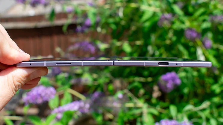 Samsung Galaxy Z Fold 8 unfolded, side view