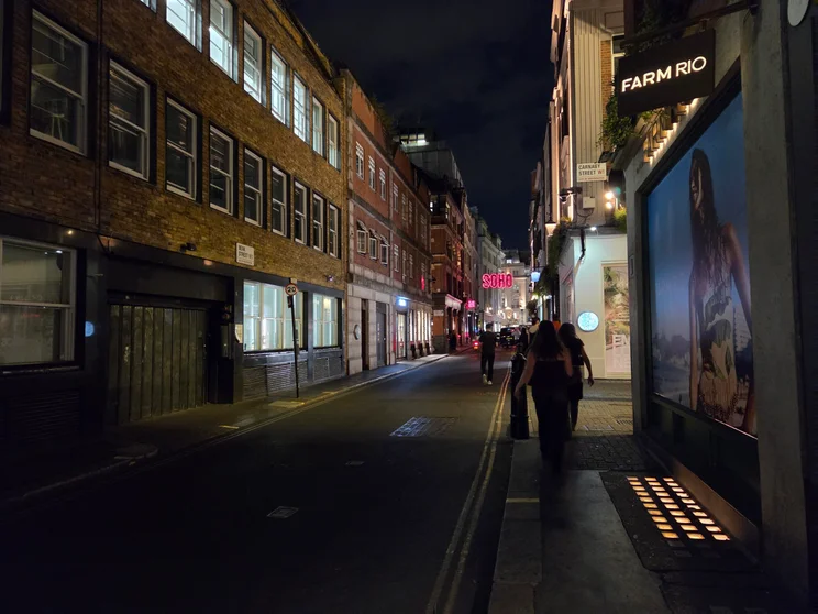 A quiet London street at night