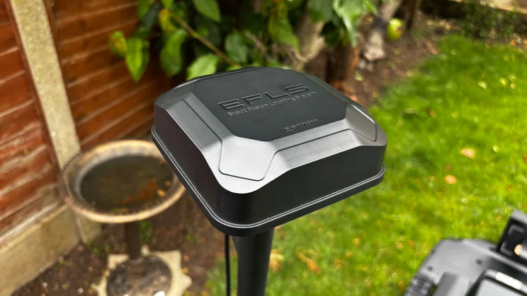 A closeup of the antenna for the Segway Navimow X430 robot lawnmower