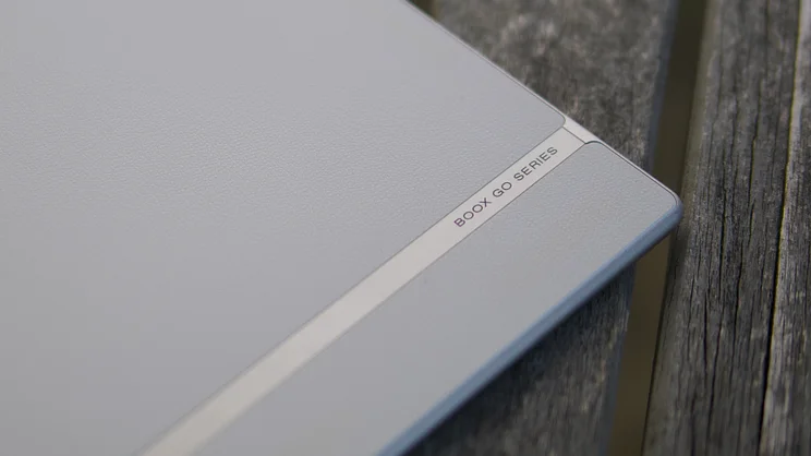 The Boox Go 10.3 (Gen II) Lumi logo picutred close up at the rear