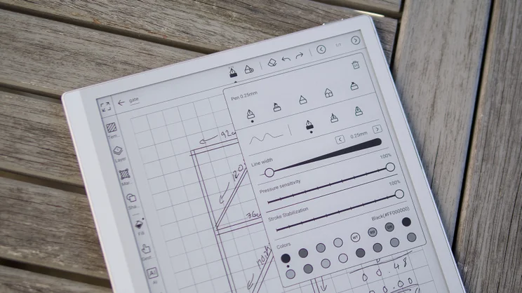 The Boox Go 10.3 (Gen II) Lumi with the pen menu on screen