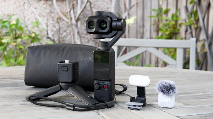 The DJI OSMO Pocket 4P pictured with all its accessories