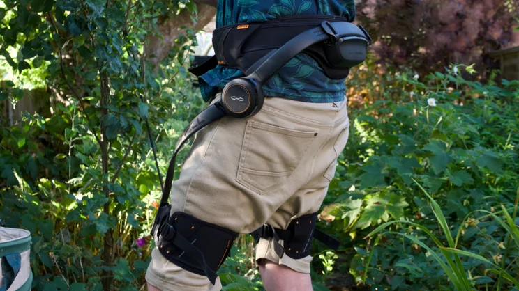 The Hypershell X Ultra S pictured being worn, from the left side