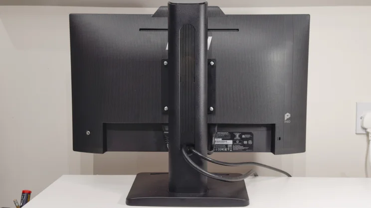 The MSI Pro MP242PMG monitor pictured from the rear