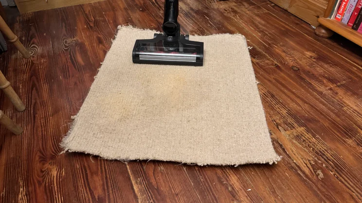 The Miele Triflex HX3 after cleaning Cheerios from carpet