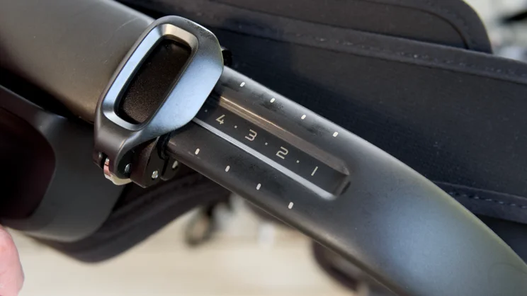 The hip adjustment buckle on the Hypershell's hip brace