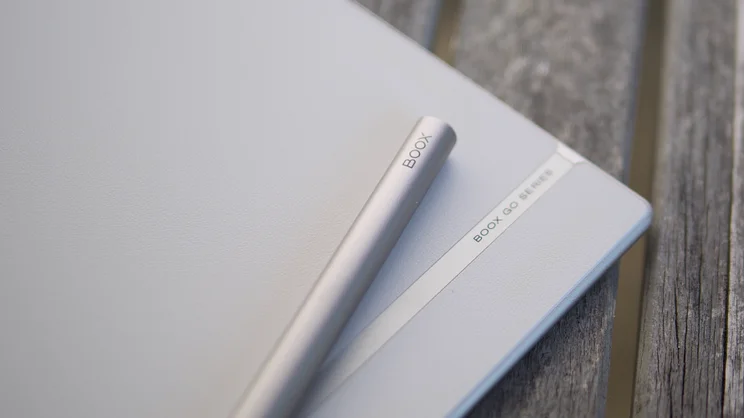 The rear of the Boox Go 10.3 (Gen II) Lumi pictured with its stylus