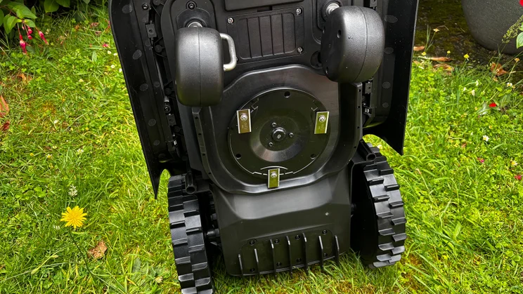 The Eufy Lawn Mower C15 pictured from underneath