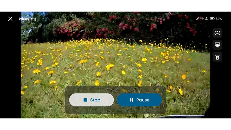 A screen grab of the Eufy Lawn Mower C15's live view from its mobile app