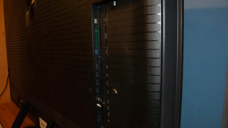 The connection ports on the rear of the Hisense UR8S RGB Mini LED TV