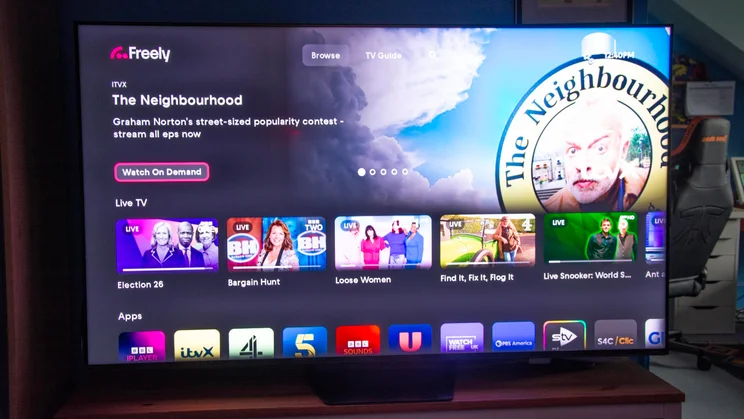 The Freely homepage on the Hisense UR8S RGB Mini LED TV