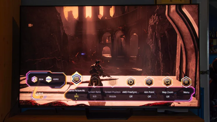 The Game Mode dashboard on the Hisense UR8S RGB Mini LED TV