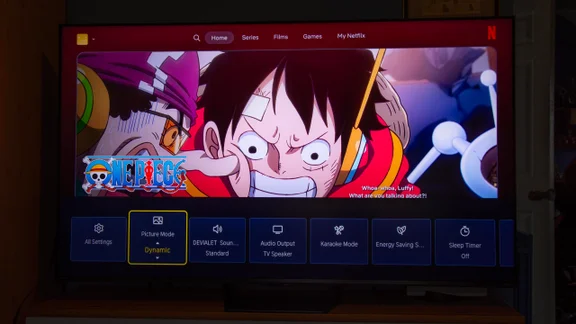 The quick settings menu on the Hisense UR8S RGB Mini LED TV