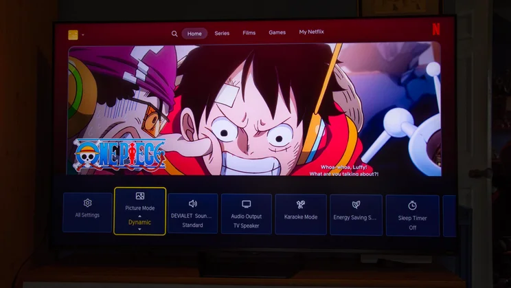 The quick settings menu on the Hisense UR8S RGB Mini LED TV