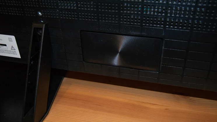 Close-up of one of the speakers on the rear of the Hisense UR8S RGB Mini LED TV