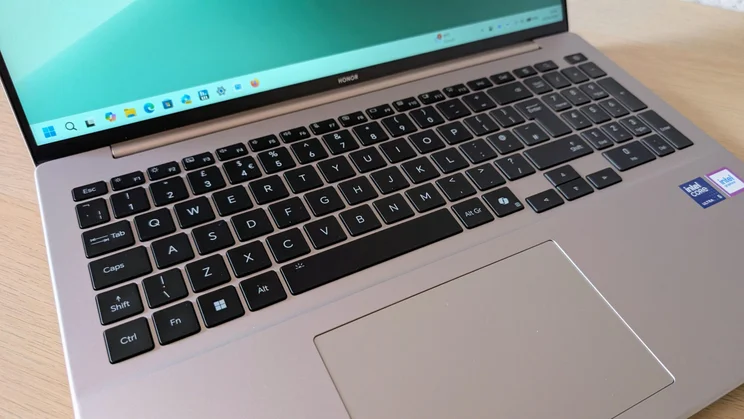 Angled view of the Honor MagicBook 16 laptop's keyboard