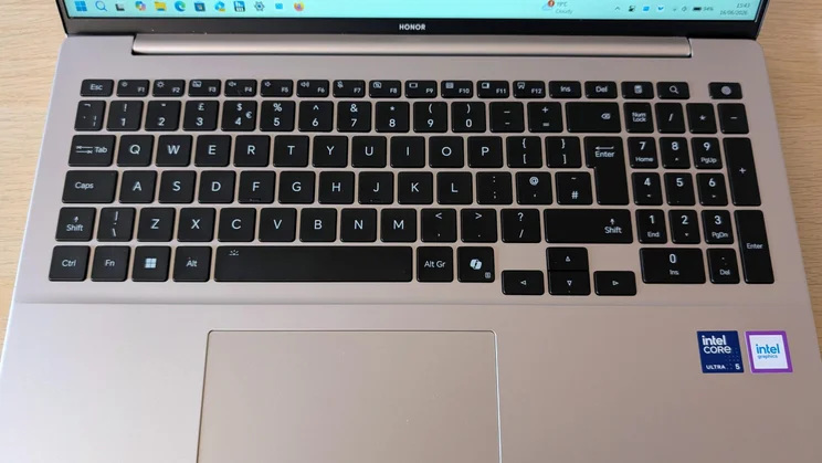 Top-down view of the Honor MagicBook 16 laptop's keyboard