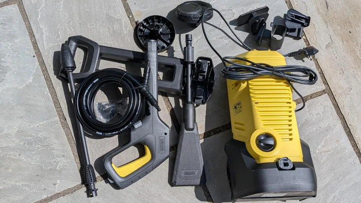 The full range of accessories included with the K&auml;rcher K3 eco!Booster pressure washer
