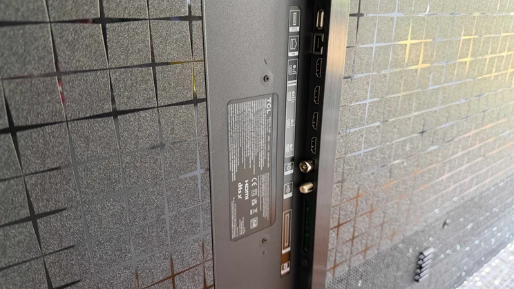 The connections on the rear of the TCL X11L SQD Mini LED TV