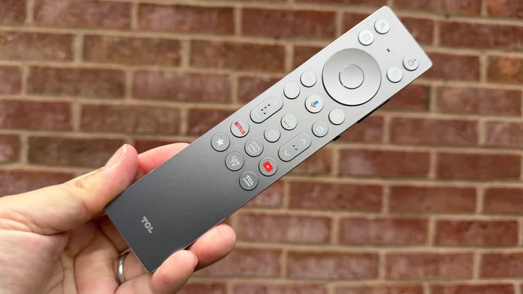 The pared-back remote control supplied with the TCL X11L SQD Mini LED TV