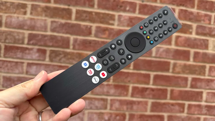 The larger of the two remotes included with the TCL X11L SQD Mini LED TV