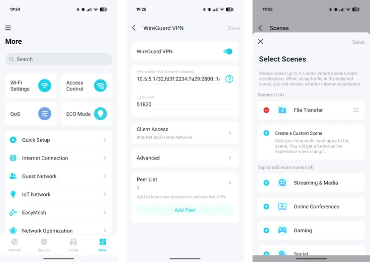 3x Android app screenshots - TP-Link Archer BE400