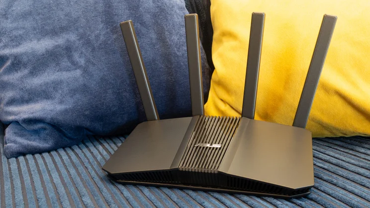 The front of the Asus RT-BE55 wireless router