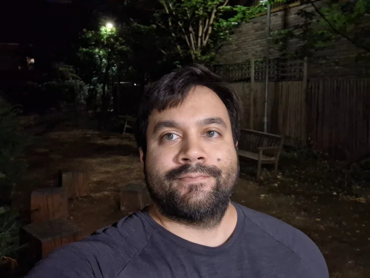 Selfie of author Simon Cocks at night