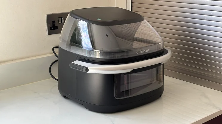 The Cuisinart Clearview 9-in-1 air fryer on a kitchen worktop