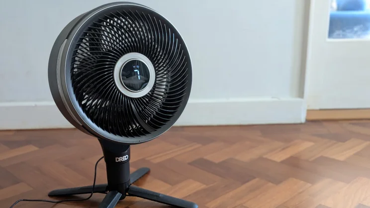 The Dreo Smart TurboPoly Fan 765S in its floor fan configuration