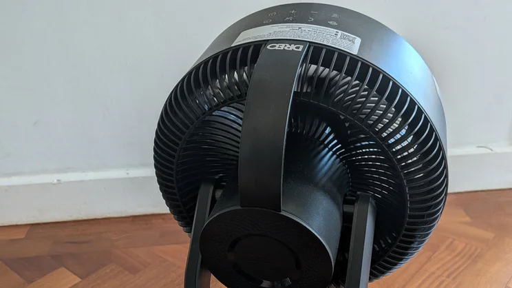 A closeup of the rear of the Dreo Smart TurboPoly Fan 765S' fan head