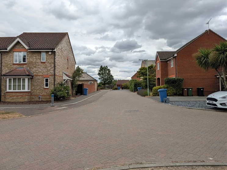 A quiet road with houses on both sides